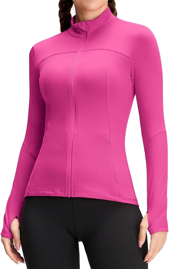 QUEENIEKE Womens Running Jackets Athletic Workout Scrub Jacket Track Full Zip Up Gym for Women Yoga Top