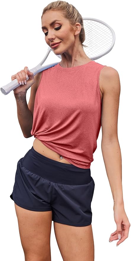 Womens Workout Tank Tops Lightweight Sleeveless Shirts for Women Loose Fit Tops for Athletic Running Tennis Yoga