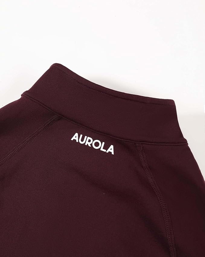 AUROLA Influence Workout Jacket for Women, Half Zip Cropped Slim Fit Long Sleeve Yoga Jackets Athletic Top with Thumb Holes
