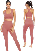 Workout Sets for Women 2 Piece High Waisted Seamless Leggings with Padded Stretchy Sports Bra Sets Gym Clothes