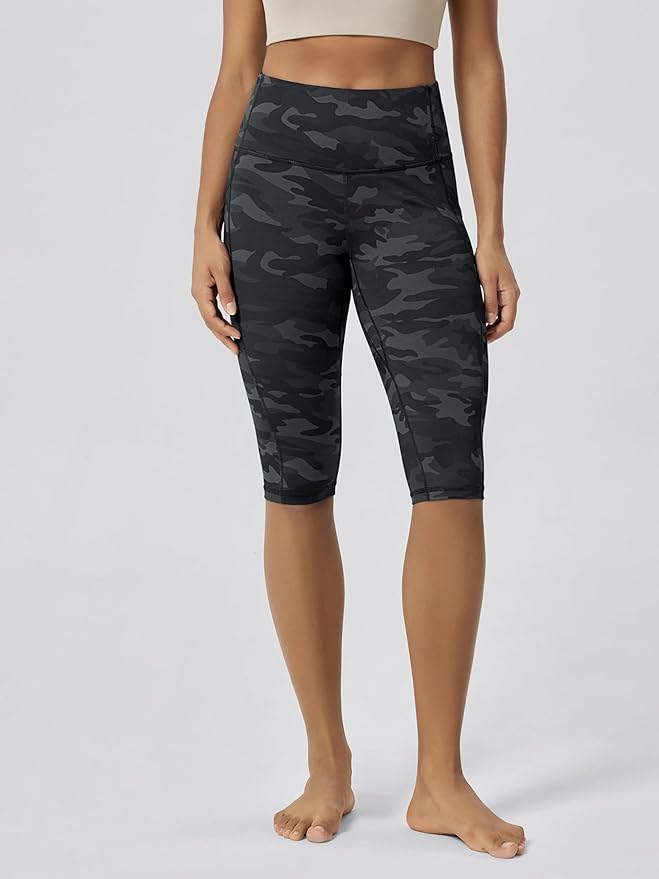 ODODOS Women's High Waisted Yoga Capris with Pockets, Tummy Control Non See Through Workout Athletic Running Capri Leggings