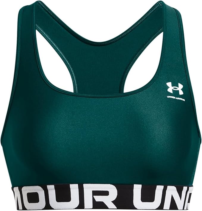 Under Armour Womens HeatGear Authentics Mid Impact Branded Sports Bra