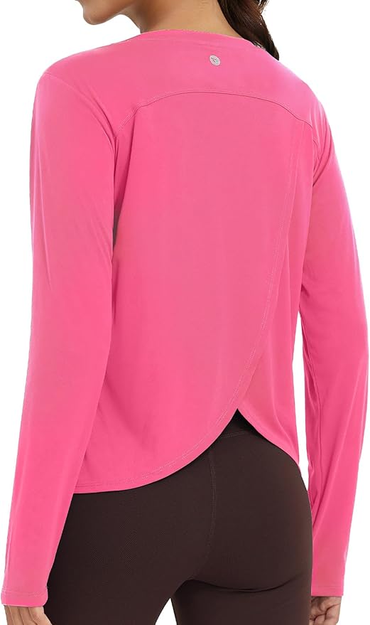 baleaf Women's Running Sun Shirts Long Sleeve UPF 50+ Workout Tops UV Athletic Split Back Quick Dry Lightweight