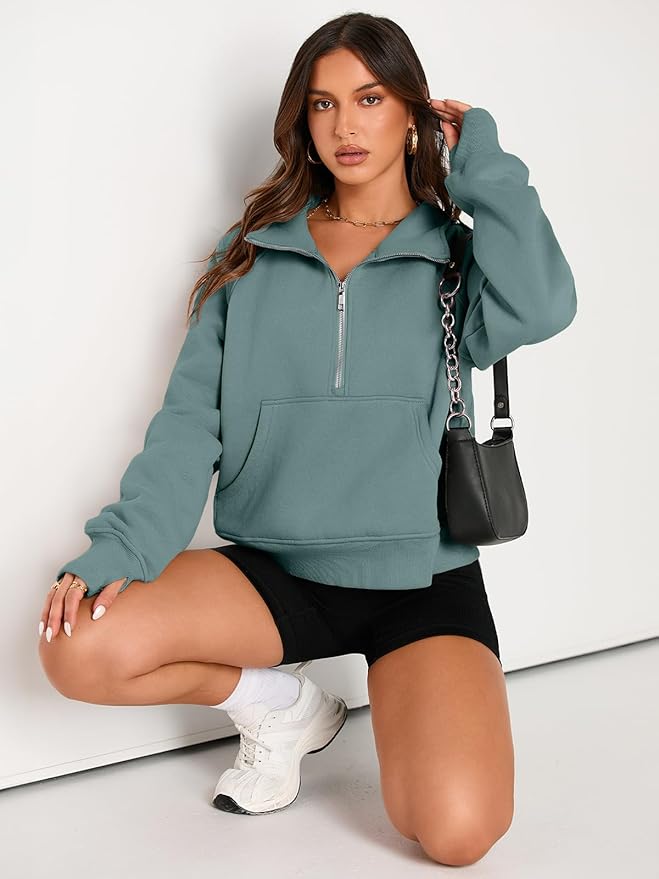 AUTOMET Womens Sweatshirts Half Zip Cropped Pullover Fleece Quarter Zipper Hoodies 2026 Fall Fashion Outfits Clothes