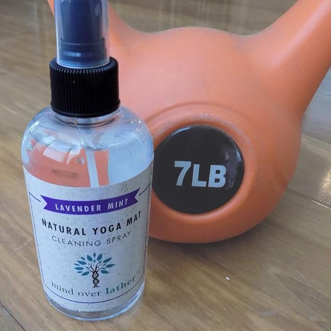 Mind Over Lather 100% Natural Yoga Mat Cleaning Spray 8oz | Works with All Mats | Cleans and Restores Using Essential Oils Naturally | Calming Lavender Mint