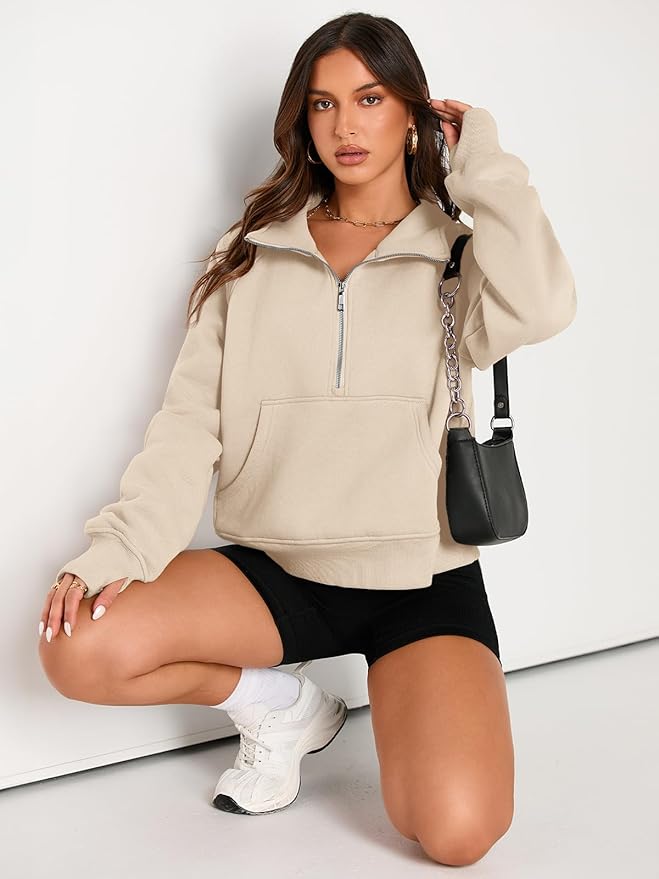 AUTOMET Womens Sweatshirts Half Zip Cropped Pullover Fleece Quarter Zipper Hoodies 2026 Fall Fashion Outfits Clothes