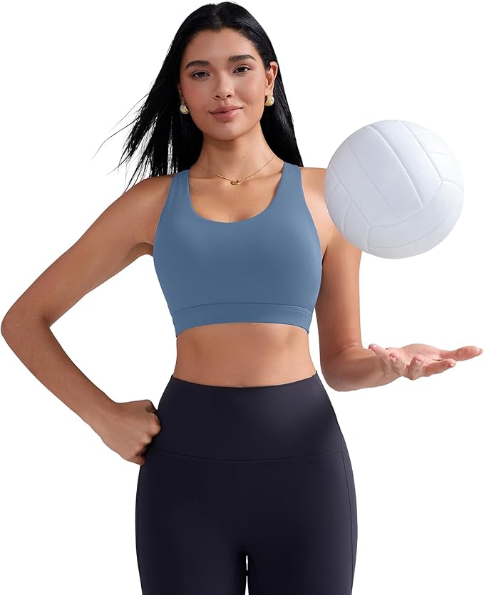 RUNNING GIRL Sports Bras for Women,Padded Strappy Sports Bras Criss-Cross Back Medium Support Sports Bras with Removable Cups