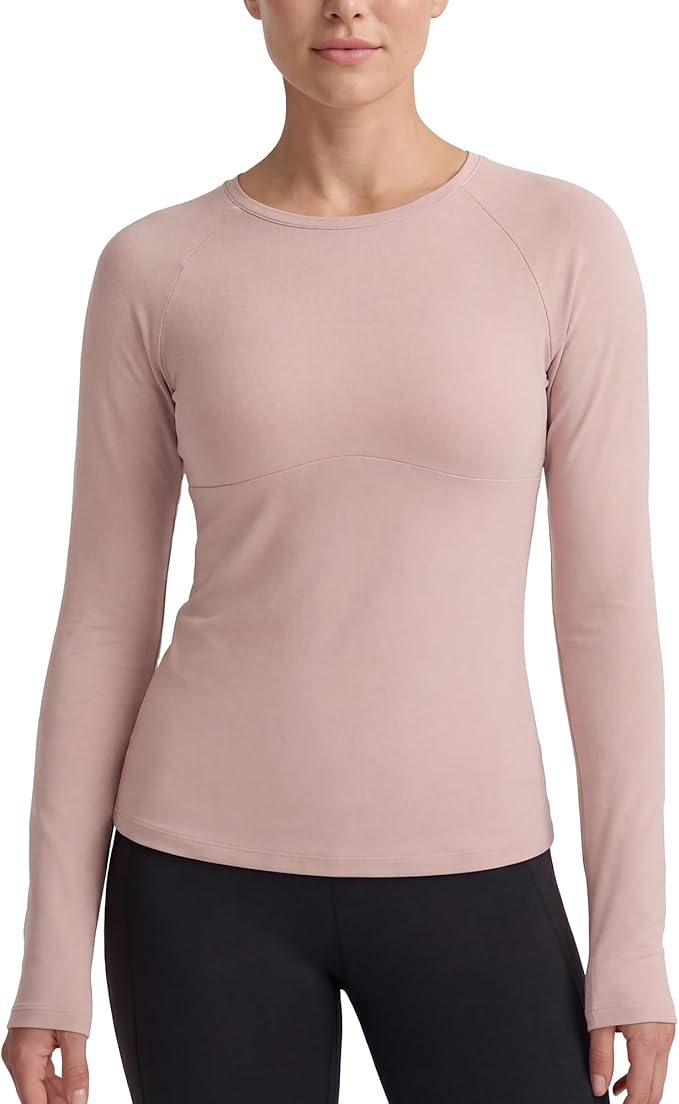 Zengjo Women's Long Sleeve Workout Tops Fitted Silky Cooling Athletic Performance Shirts Moisture Wicking for Yoga Gym