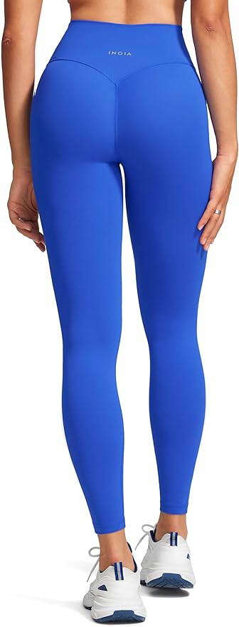 INGIA Womens High Waist No Front Seam Scrunch Butt Leggings Workouts 25 Inches V-Back Scrunch Booty Gym Yoga Pants