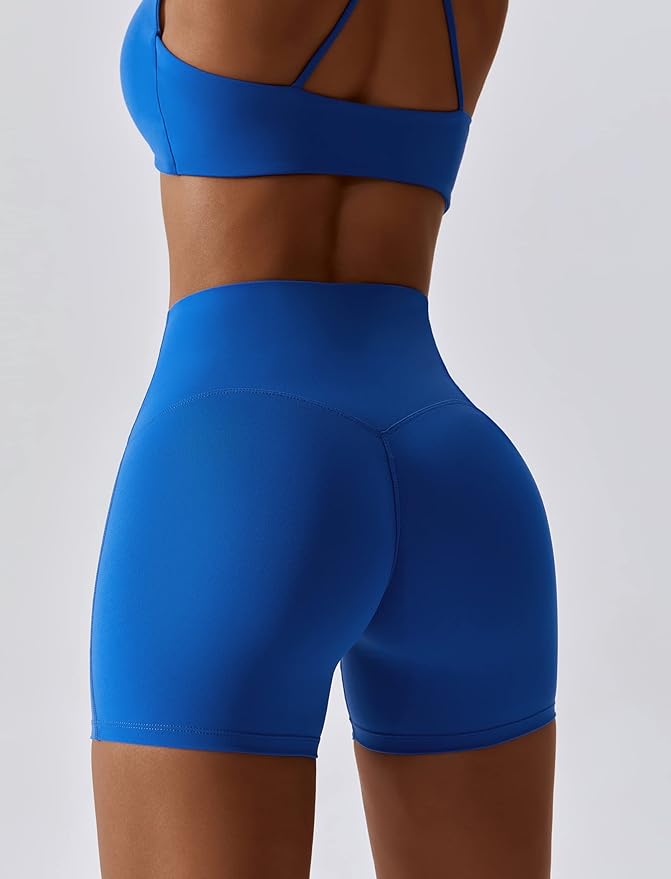 ABOCIW Workout Sets for Women 2 Piece Twist Front Halter Sports Bras High Waist Biker Shorts Exercise Gym Yoga Outfit