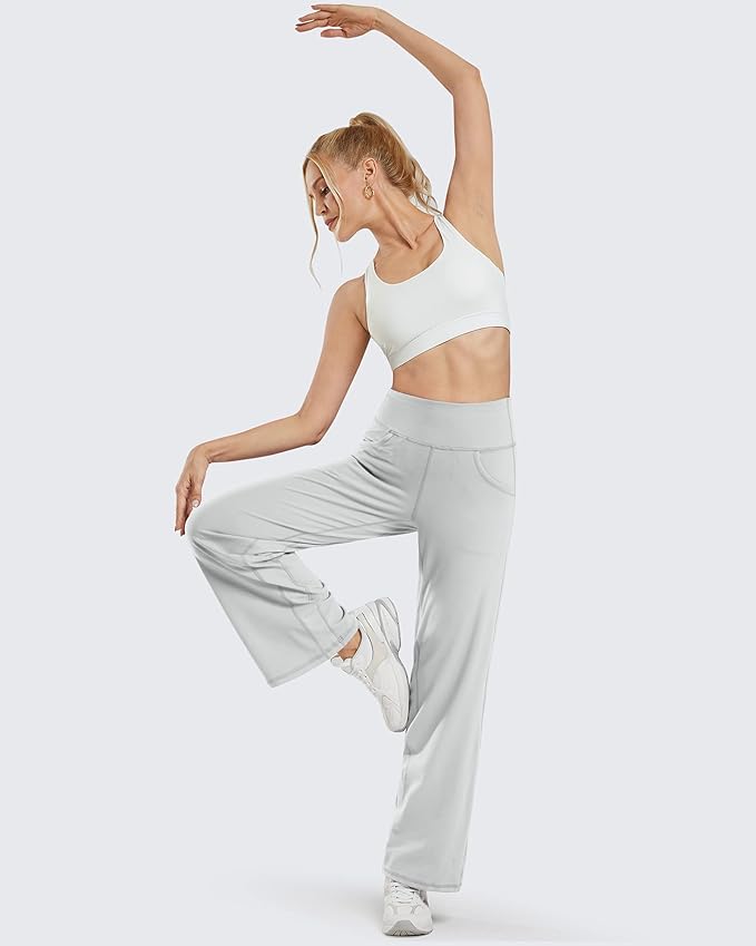 Promover Wide Leg Pants Woman Yoga Pants with Pockets Stretch Loose Casual Lounge Sweatpants Petite/Regular/Tall