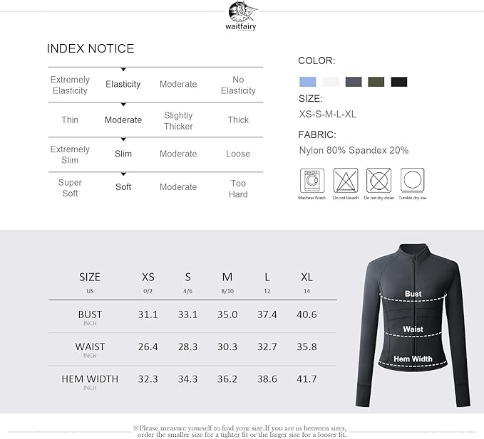 Waitfairy Zip Up Jackets for Women Yoga Gym Top Running Workout Jackets for Woman Track Jacket Women with Thumb Holes