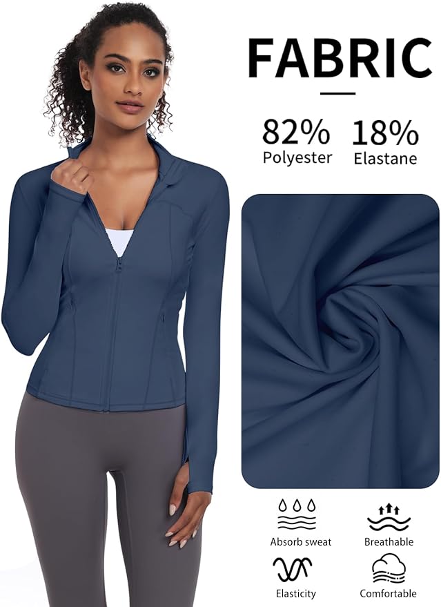 VUTRU Womens Workout Yoga Jacket Lightweight Zip Up Athletic Jacket Lightweight Cropped Jacekt with Pockets