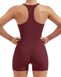 SUUKSESS Women 2 Piece Workout Sets High Waisted Biker Shorts with Pockets Built in bra Racerback Tank Tops
