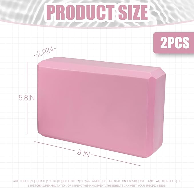 2 Pcs Yoga Blocks, 9"x6"x3" Foam Blocks Yoga Props for Pilates Stretching and Meditation Exercise Blocks Lightweight Yoga Essentials