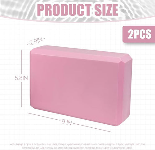 2 Pcs Yoga Blocks, 9"x6"x3" Foam Blocks Yoga Props for Pilates Stretching and Meditation Exercise Blocks Lightweight Yoga Essentials
