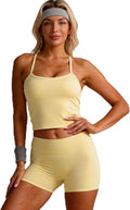 JNINTH Padded Sports Bra Tank Workout Sets for Women Matching High Waist Shorts Gym Yoga Active Wear Outfits