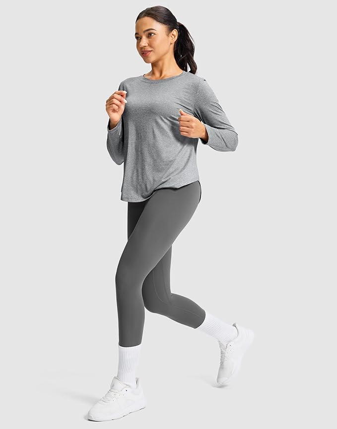 SANTINY Lightweight Long Sleeve Workout Tops for Women Breathable Gym Yoga Athletic Running Hiking Top UPF 50+ Sun Shirts