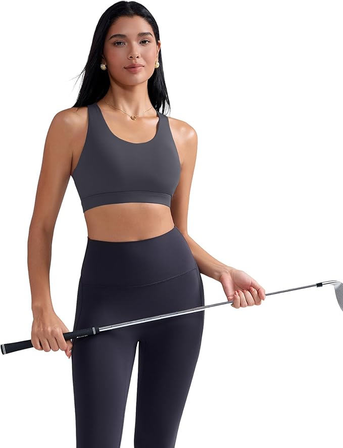 RUNNING GIRL Sports Bras for Women,Padded Strappy Sports Bras Criss-Cross Back Medium Support Sports Bras with Removable Cups
