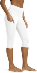 ODODOS Women's High Waisted Yoga Capris with Pockets, Tummy Control Non See Through Workout Athletic Running Capri Leggings