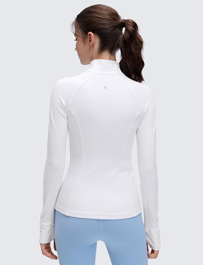 CRZ YOGA Butterluxe Hip Length Jackets for Women - Full Zip Athletic Track Tops with Thumb Holes Pockets