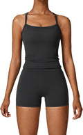 QBGJTD Two Piece Workout Sets For Women Tank Top Matching High Waist Booty Lifting Shorts Gym Yoga Active Wear Outfits