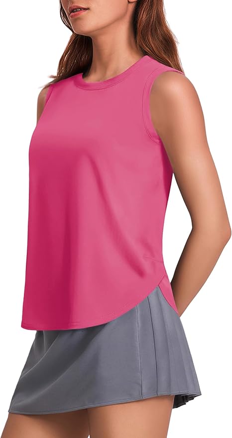 PINSPARK Workout Tank Tops Woman UPF 50+ Yoga Tanks Quick Dry Sleeveless Gym Shirts with Side Slits Loose Fit Athletic Top
