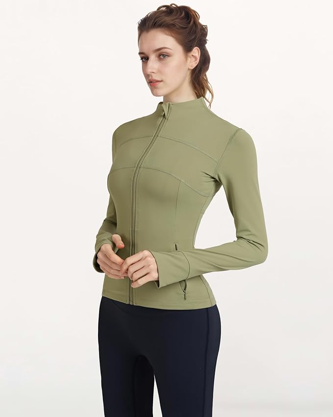 Gacaky Women's Slim Fit Workout Running Track Jackets Full Zip-up Yoga Athletic Jacket with Thumb Holes