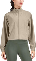 altiland Women's Athletic Running Yoga Gym Track Zip Up Cropped Jackets UPF 50+ Sun Protection Long Sleeve Workout Shirts