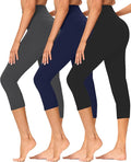 GAYHAY 3 Pack Capri Leggings for Women - Stretch Tummy Control Yoga Pants for Cycling Workout