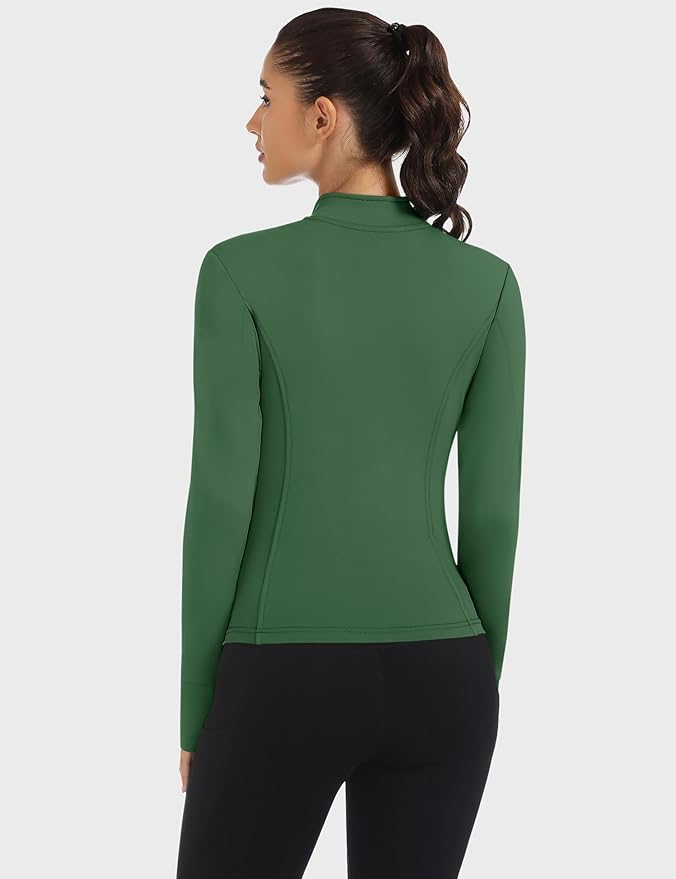 Loovoo Women's Workout Jacket Lightweight Zip Up Athletic Jackets Cropped Slim Fit Running Yoga Tops with Pockets