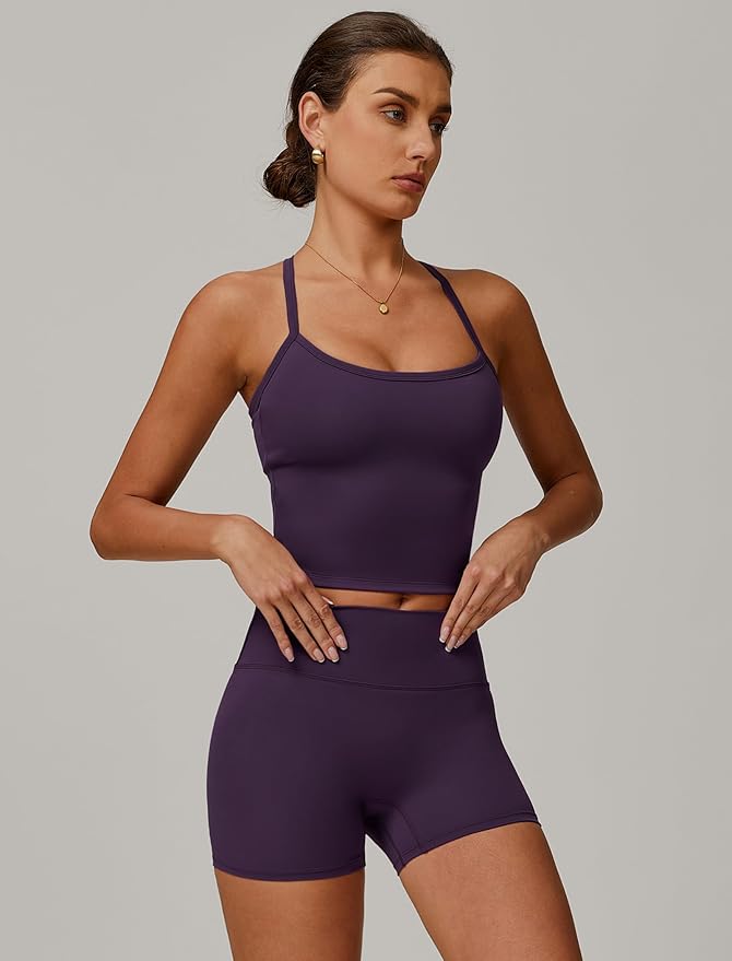 QBGJTD Two Piece Workout Sets For Women Tank Top Matching High Waist Booty Lifting Shorts Gym Yoga Active Wear Outfits