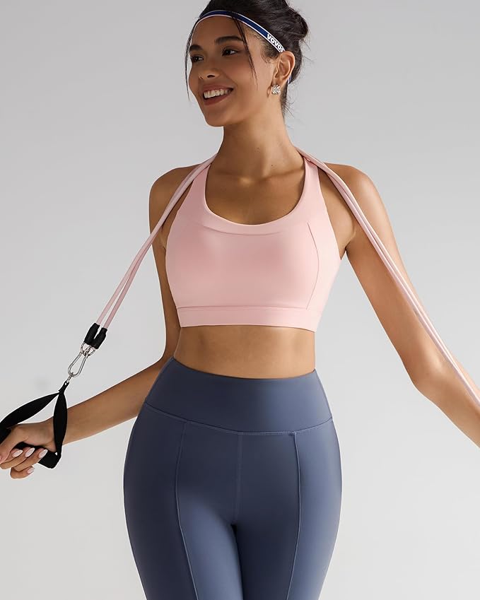 RUNNING GIRL Sports Bra for Women,Adjustable Straps Supportive High Impact Sports Bras for Women with Sewn in Pads