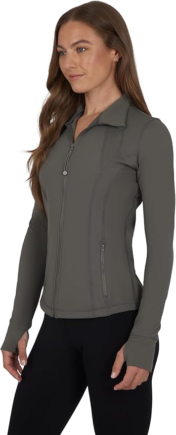 90 Degree By Reflex Full Zip Running Track Jacket Lightweight Athletic Slim Fit Jacket with Thumbholes