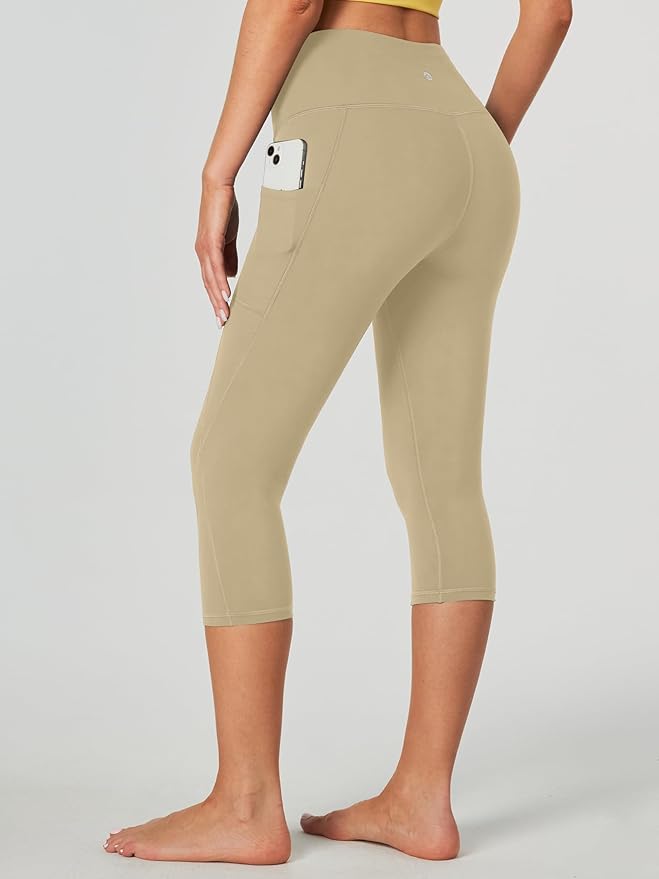 Heathyoga Capri Leggings for Women High Waisted Capri Leggings with Pockets for Women Tummy Control Yoga Pants Women