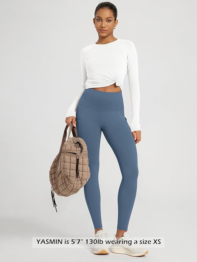 ODODOS Women's High Waisted Yoga Leggings with Pockets, Tummy Control Non See Through Workout Athletic Running Yoga Pants