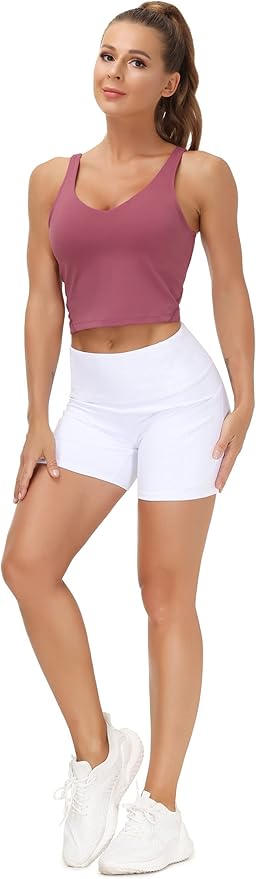 THE GYM PEOPLE Womens' Sports Bra Longline Wirefree Padded with Medium Support
