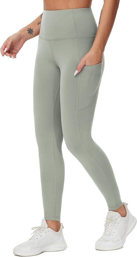 THE GYM PEOPLE Thick High Waist Yoga Pants with Pockets, Tummy Control Workout Running Yoga Leggings for Women