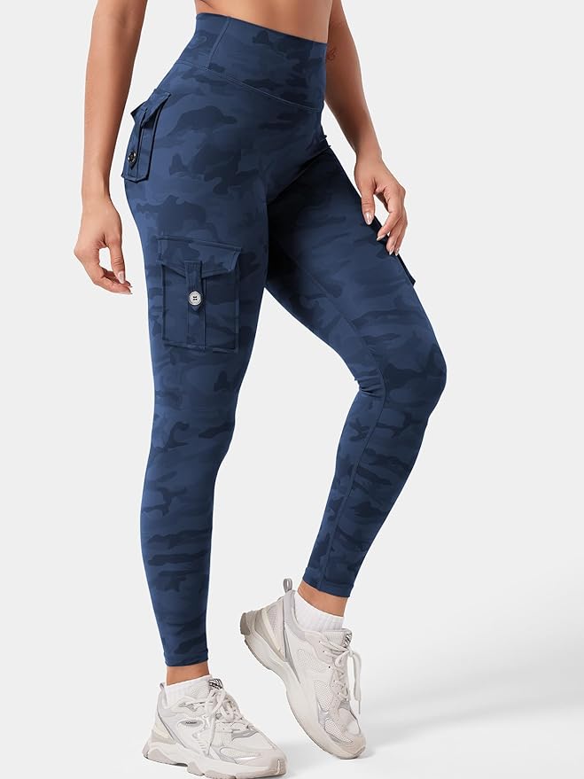 YEOREO CoreFlex Workout Cargo Leggings with Pockets for Women Hidden Scrunch Butt Lifting Leggings Gym Yoga Pants