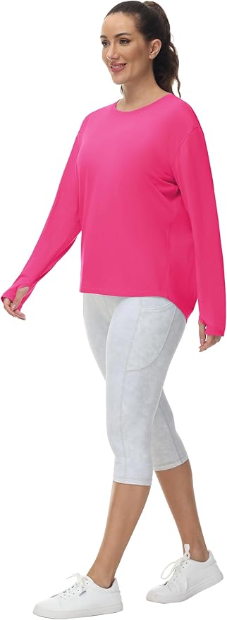 THE GYM PEOPLE Women's Long Sleeve Workout Shirts Back Loose Fit Running Tee Tops with Thumb Hole