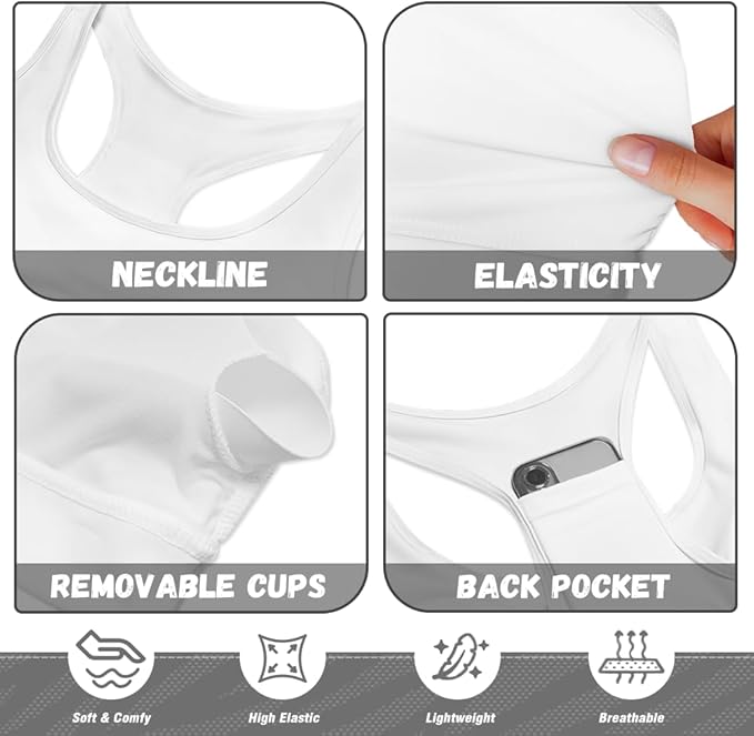 4 Piece Gym Sets Women Racerback Sports Bra with Back Pocket, Matching Flare Yoga Pants And Sweatband