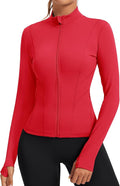Rapbin Women's Slim Fit Workout Jackets Full Zip Long Sleeve Running Athletic Tops Yoga Shirts with Thumb Holes