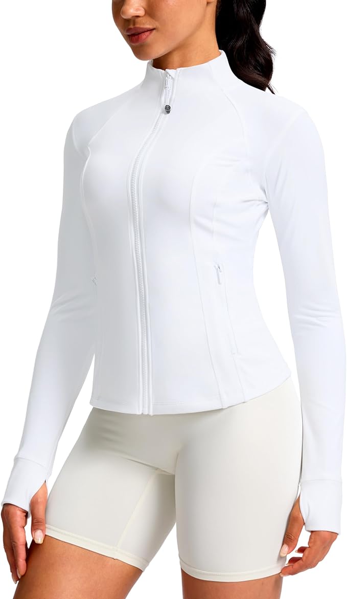 G Gradual Women's Workout Jackets Extended Waist Length Slim Full Zip 4 Pockets Athletic Jacket Spring Running Yoga Clothes