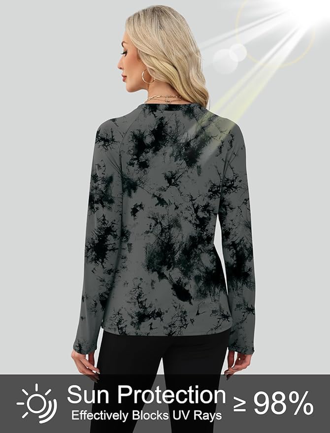 WIHOLL Workout Tops for Women Long Sleeve Sun Shirt UPF 50+ UV Protection Running Hiking Clothes Quick Dry Athletic Tops