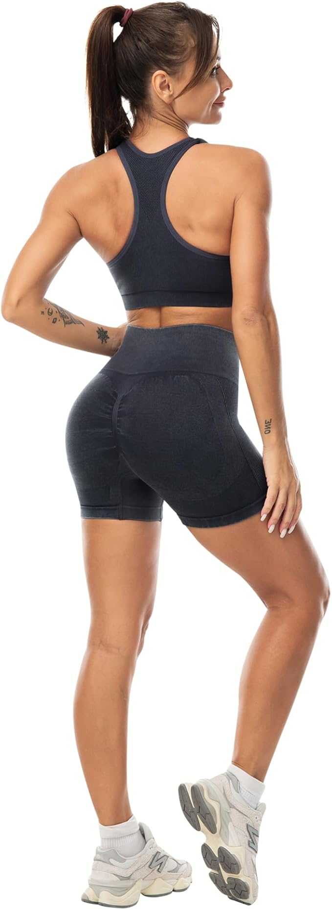 Workout Sets for Women 2 Piece - Seamless Yoga Outfits Shorts and Padded Sports Bra Gym Athletic Clothing Set