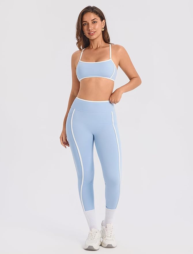 ABOCIW Womens Color Block Workout Sets Racerback Tank Top High Waist Leggings Gym Set Yoga Pilates Outfits