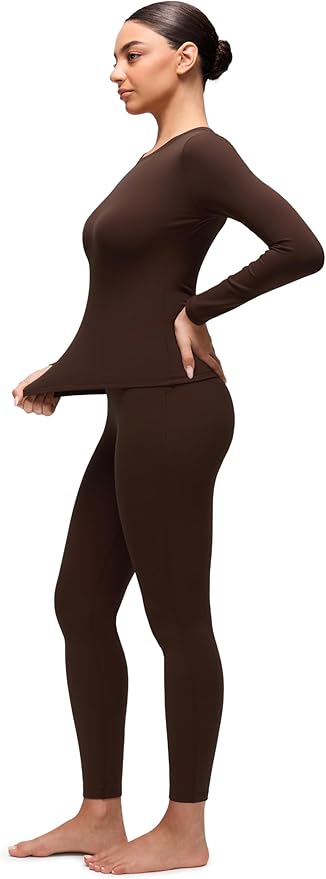 CRZ YOGA Softembrace Fleece Lined Thermal Underwear Set for Women - Soft Casual Base Layer Long Johns Warm Pajamas Top Bottom
