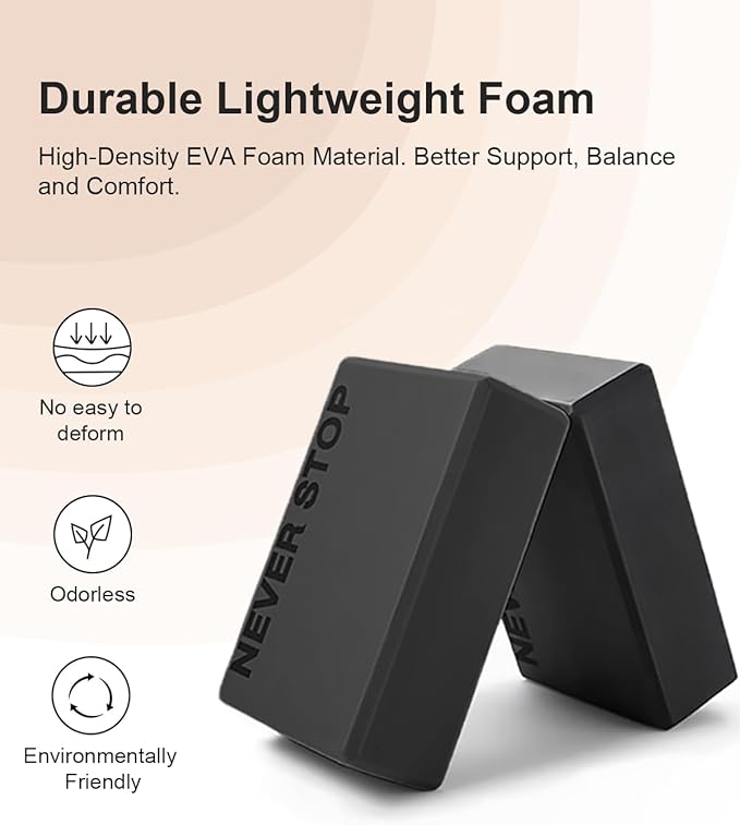 KEEP Yoga Block, High-Density EVA Foam 2 Pack Yoga Block with Non-Slip Textured Surface, Supportive, Lightweight - Ideal for Yoga