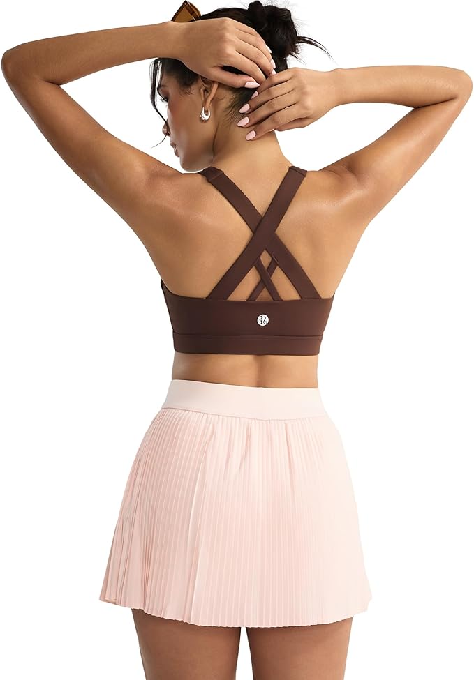 RUNNING GIRL Sports Bras for Women,Padded Strappy Sports Bras Criss-Cross Back Medium Support Sports Bras with Removable Cups