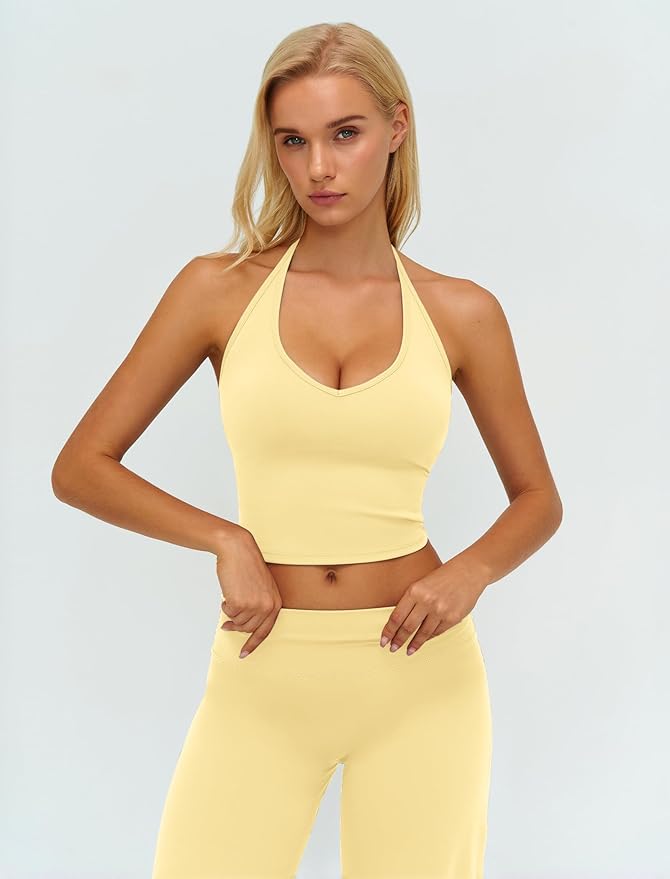 ABOCIW Womens Workout Sets 2 Piece Spaghetti Straps Crop Top Straight Leg Yoga Pants Yoga Pilates Outfits